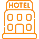Hotel building icon for hotel booking service in Uttarakhand